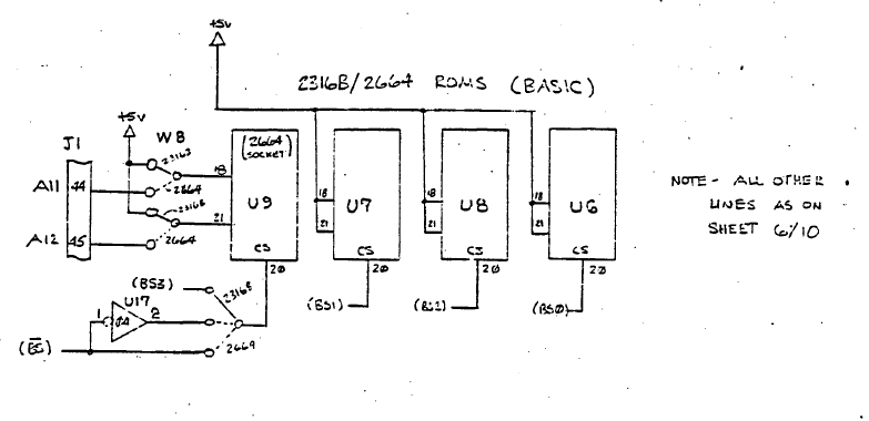 Schematic showing the 4 BASIC ROMs